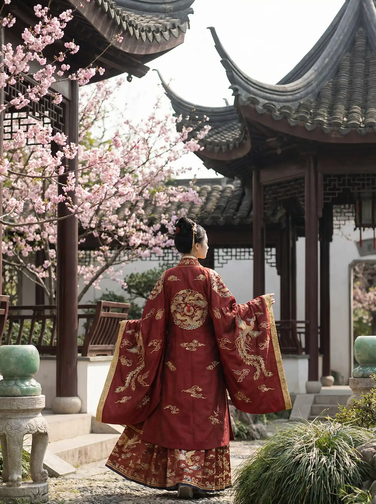 德云斗笑社第二季在线观看 明制汉服红色凤凰刺绣